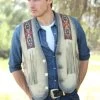 Southwestern Indian Print Leather Vest