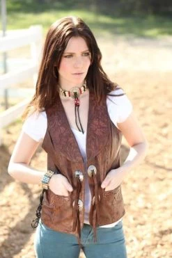 Kobler Carved Leather Vest -WildWestFashionFinds Kobler20Leather20Womens20Vests 03