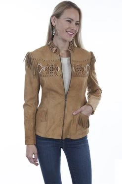 Soft Suede Fringe And Beaded Jacket