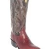 Red Brown Lizard Western Fancy Stitch Cowboy Boots