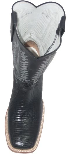 Black Lizard Western Fancy Stitch Cowboy Boots With Square Toe -WildWestFashionFinds Lizard Square Toe Fancy Stitch Cowboy Boot 844Q 05