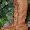 Men's Knee-High Leather Moccasin Boots Fringeless (Size 8 / Saddle)