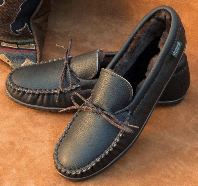 Men's Cushion Flex Sole Sheepskin Moccasin Slippers 1 Men's Cushion Flex Sole Sheepskin Moccasin Slippers