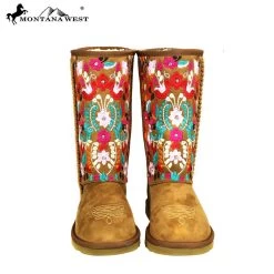 Montana West Embroidered Floral Boots