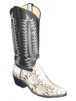 Natural Python Backcut Western Fancy Stitch Cowboy Boots