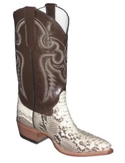 Natural Python Cowboy Boots With Western Pointed Snip Toe