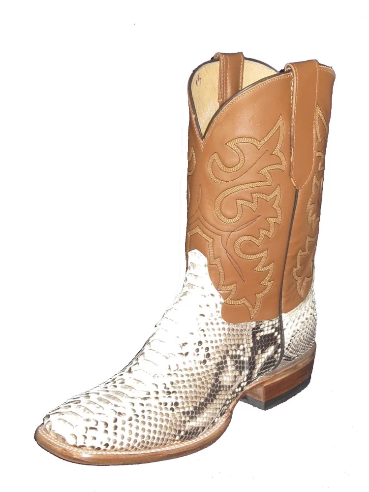 Natural Python Western Rancher Cowboy Boots With Square Toe 2 Natural Python Western Rancher Cowboy Boots With Square Toe - Image 2