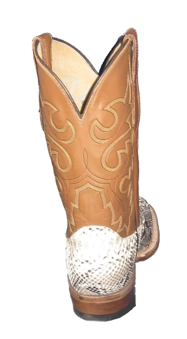 Natural Python Western Rancher Cowboy Boots With Square Toe 4 Natural Python Western Rancher Cowboy Boots With Square Toe - Image 4