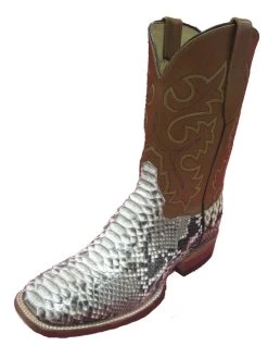 Natural Python Western Rancher Cowboy Boots With Square Toe 10 Natural Python Western Rancher Cowboy Boots With Square Toe -WildWestFashionFinds Natural Python Square Toe Cowboy Boot 818Q 05