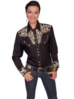 Poly/rayon Blend Snap Front Blouse -WildWestFashionFinds PL 654 TUR preview 07