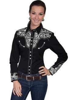 Poly/rayon Blend Snap Front Black Blouse (XSmall) -WildWestFashionFinds PL 654 TUR preview 11 1