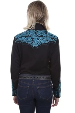 Poly/rayon Blend Snap Front Blouse -WildWestFashionFinds PL 654 TUR preview 14