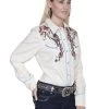 Full Color Embroidered Horse And Flower Shirt