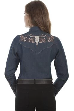 Longhorn & Roses Embroidered Shirt