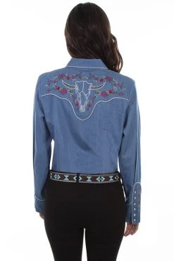 Floral & Longhorn Embroidered Shirt