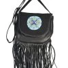 Papago Sand Beaded Fringe Leather Cross Body Leather Shoulder Bag