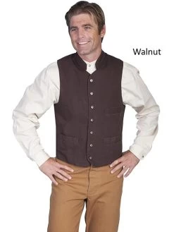 100% Cotton Canvas Vest -WildWestFashionFinds RW149 BLK preview 03