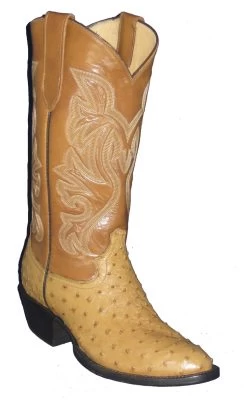 Saddle Tan Full Quill Ostrich Western Fancy Stitch Cowboy Boots