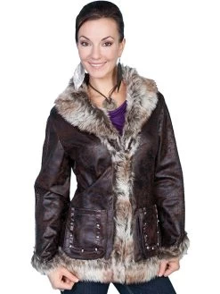 Stylish Mottled Faux Shearling Jacket