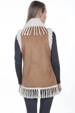 Faux Fur Vest With Faux Shearling Collar -WildWestFashionFinds Scully20802720Faux20fur20vest20faux20shearling20collar 04