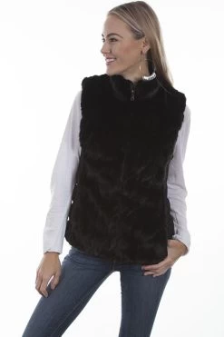 Faux Fur Vest With Stand Up Collar
