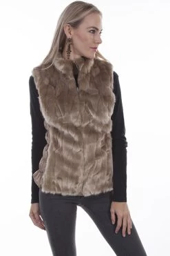 Faux Fur Vest With Stand Up Collar -WildWestFashionFinds Scully20805420Faux20fur20vest20stand20up20collar 05