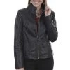 Stand Up Collar Leather Jacket