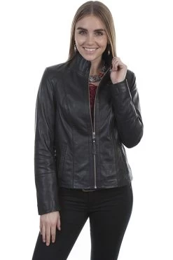 Stand Up Collar Leather Jacket