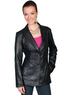 Ladies Tailored Lambskin Blazer (XLarge / Black)