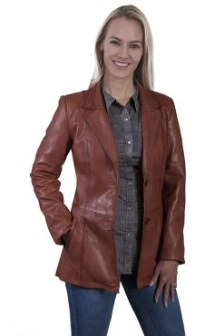 Ladies Tailored Lambskin Blazer 6 Ladies Tailored Lambskin Blazer -WildWestFashionFinds Scully20L64620Tailored20leather20blazer 03