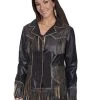 Tooled Leather Fringe Western Jacket