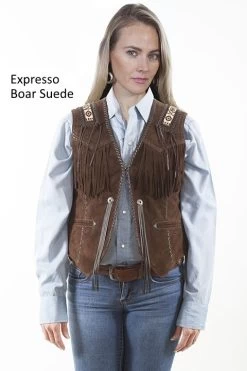 Hand Laced And Bead Trim Vest -WildWestFashionFinds Scully20L75520Hand20laced20bead20trim20vest 07