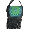 Sioux Sand Beaded Black Leather Cross Body Shoulder Bag