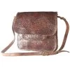 Sitka Brown Hand Tooled Laced Leather Cross Body Shoulder Bag