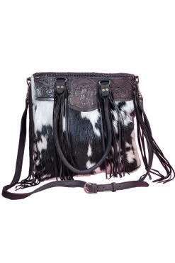 Sonora Hide Hair On Hand Tooled Leather Cross Body Shoulder Bag