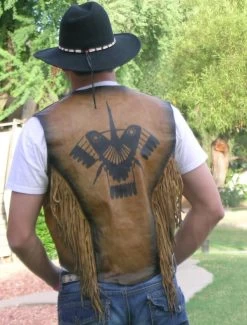 Thunderbird Western Artwork Leather Vest