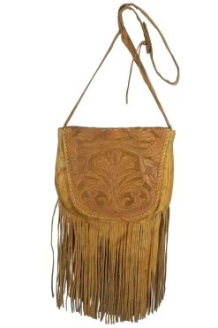 Inlaid Hand Tooled Fringed Leather Cross Body Shoulder Bag -WildWestFashionFinds Tooled Leather Bag Black20650x975 05