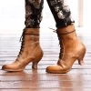 Eleanor Ankle Boots Tan Rustic Victorian Style