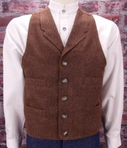 Frontier Classic Mens Pecos Brown Check Western Vest