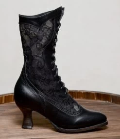 Jennie Tall Boots Black Kidskin With Lace Old West Style 8 Jennie Tall Boots Black Kidskin With Lace Old West Style -WildWestFashionFinds jennie black 03