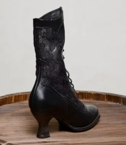 Jennie Tall Boots Black Kidskin With Lace Old West Style 9 Jennie Tall Boots Black Kidskin With Lace Old West Style -WildWestFashionFinds jennie black 04