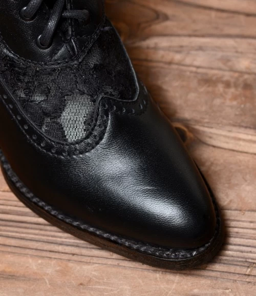 Jennie Tall Boots Black Kidskin With Lace Old West Style 6 Jennie Tall Boots Black Kidskin With Lace Old West Style - Image 6