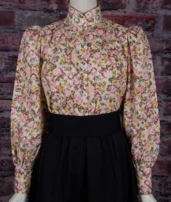 Ladies Old West Garden City Frontier Cotton Blouse (Burgundy Print / Small) -WildWestFashionFinds ladies old west garden city frontier cotton blouse 5 1