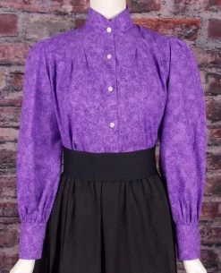 Ladies Old West Garden City Frontier Cotton Blouse (Burgundy Print / Small) -WildWestFashionFinds ladies old west garden city frontier cotton blouse 6 1