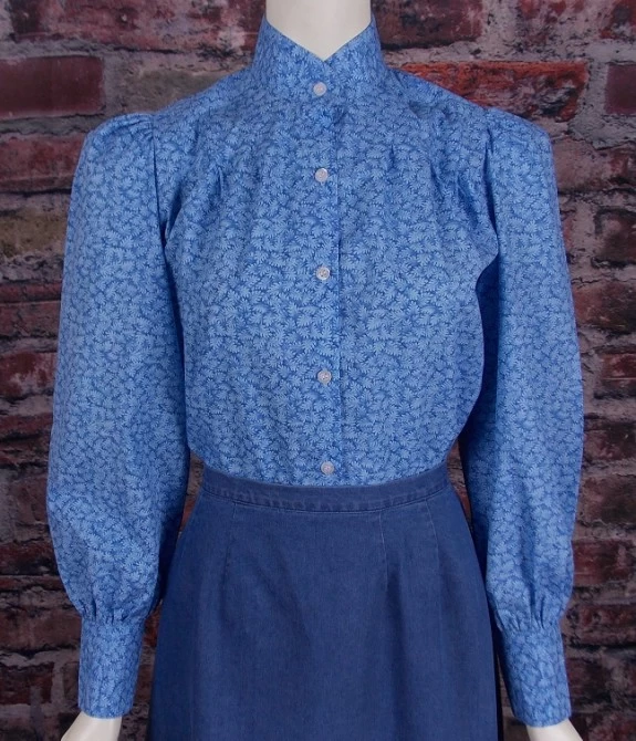 Somerset Cotton Print Prairie Style Old West Blouse (Red Print / Small) 2 Somerset Cotton Print Prairie Style Old West Blouse (Red Print / Small) - Image 2