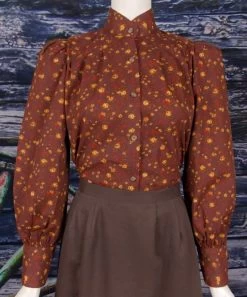 Ladies Somerset Cotton Print Frontier Style Western Blouse -WildWestFashionFinds ladies somerset cotton print frontier style western blouse 3