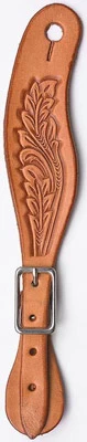 Natural Tan Leaf Tooling Western Leather Spur Strap