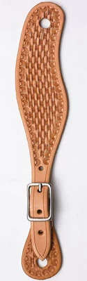 Natural Tan Waffle Tooling Western Leather Spur Strap