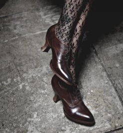 Janet Teak Leather Shoes Old West Victorian Style