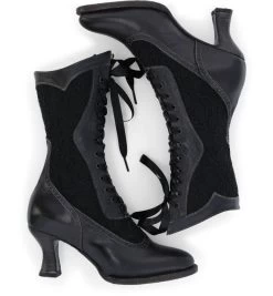 Abigale Lace Up Black Rustic Leather With Black Lace -WildWestFashionFinds oak20tree20farms20Abigale20tall20boots20black20rustic 03